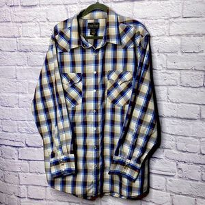 Vintage High Noon Pearl Button Down Western amen Shirt Sz XL